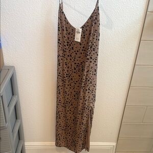 Abercrombie & Fitch Brown Midi Dress with Black Spots